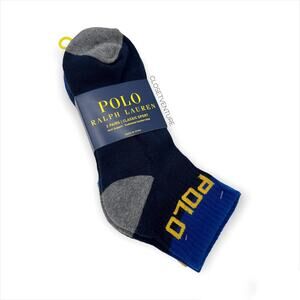 Polo Ralph Lauren Classic Sport Blue Yellow Grey 3 Pairs Socks Men’s One Size